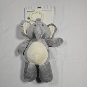 Jamberries Gray Elephant Plush Rattle Baby Toy Stroller Clip On 10 Inch 0-6M NWT